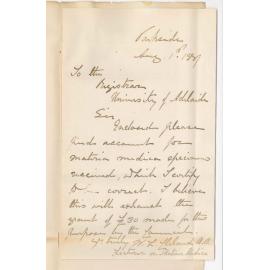 Dr William Lennox Cleland - Parkside - Account for Materia Medica Specimens