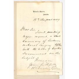 Dr William Anstey Giles - Victoria Square - Schedule for Lectures on Aural Surgery