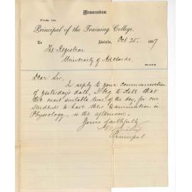 Lewis George Madley - Principal of the Training College - Examination in Physiology