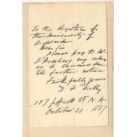 Professor David Frederick Kelly - North Adelaide - Salary for November to be Paid to Mr D'Arenberg