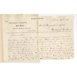 Frederic Chapple - Head Master - Prince Alfred College - Commemoration and First Class Senior Public