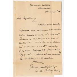 A A Buley - Ballarat - Particulars Concerning Duties of Assistant Mathematical Lecturer