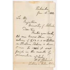 Dr William Lennox Cleland - Parkside - Concerning Payment of Salary
