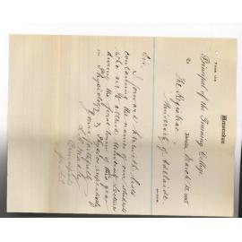 Lewis George Madley - Principal of the Training College - Adelaide - List of Students Attending Lectures for the First Term