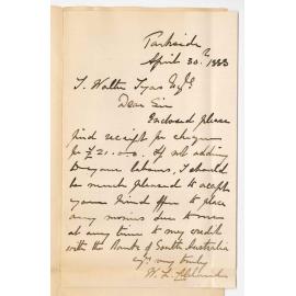 Dr William Lennox Cleland - Parkside - Salary to be Paid into Bank of South Australia