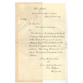 Frederick Arthur Pulleine - Secretary - Council of School of Mines and Industries - Payment of Fees for School of Mines Students