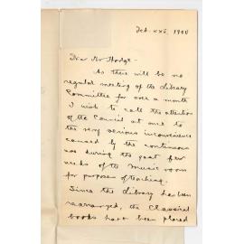 Professor Edward von Blomberg Bensley - Mt Lofty - Use of Music Room by Training College Students