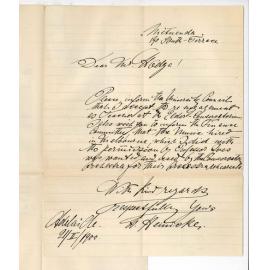 Hermann Heinicke - Adelaide - Accepting re-engagement as Teacher at the Conservatorium