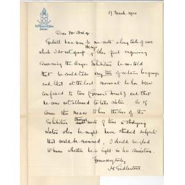 Reverend H Girdlestone - St Peters College - Concerning Angas Exhibition