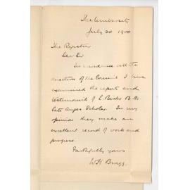 Professor William Henry Bragg - The University - Report on Testimonials of Mr L Birks BSc