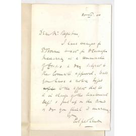 Dr Alfred A Lendon - Adelaide - Arrangements for Dr Bonnin to act for Dr Cavenagh-Mainwaring during illness of the latter