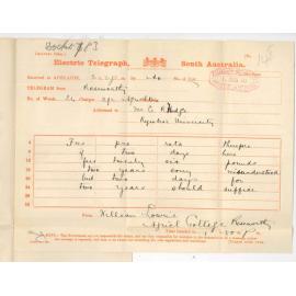 Professor William Lowrie - Agricultural College - Roseworthy - Fees for Agriculture in BSc Course