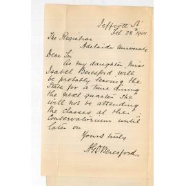 A G D Beresford - North Adelaide - Miss Isobel Beresfords lessons at the Conservatorium