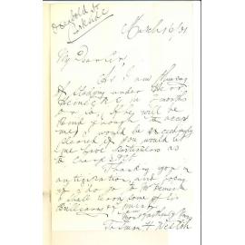 T H Wesloh - Parkside - Intention to study under Herr Heinicke at the Conservatorium