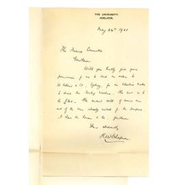 Professor Robert William Chapman - The University - Permission to order an electric motor to drive Testing Machine