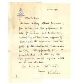 Reverend H Girdlestone - College School of St Peter - Concerning Master M Brays entry for the Senior Public Examination