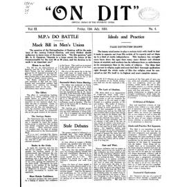 On Dit. Volume 3, Issue 4