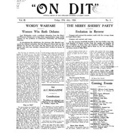 On Dit. Volume 3, Issue 5