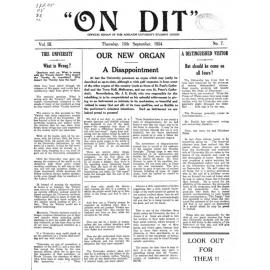 On Dit. Volume 3, Issue 7