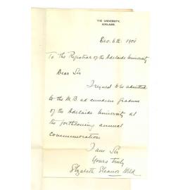 Miss Elizabeth Eleanor Weld - The University - Admission ad eundem gradum