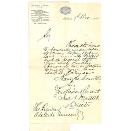 Fred J Martell - School of Mines - Ballarat - Forwarding copy of Annual Report and requesting copy of Calendar