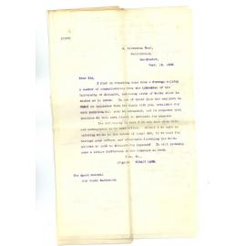 Henry Allerdale Grainger - The Agent General for SA - London - Paid W Mullers account - Communication from Professor Lamb