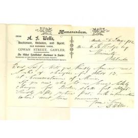A G Wells - Gawler - Asking for information concerning the Conservatorium of Music