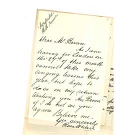 Annie Skinner Bertha C Collison A W Ware D McLaren - Discontinuing lessons at Conservatorium