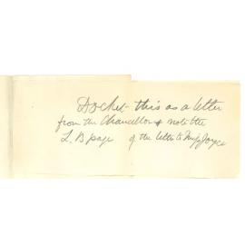 Samuel James Way - The Chancellor - Adelaide - Approving of Award of Scholarship to Miss Katie Joyce