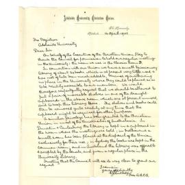 Edward Joseph Stuckey - President - Adelaide University Christian Union - University - Asking permission to have a book case put in Classics Room B for their own use