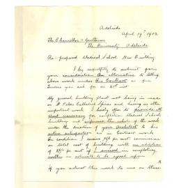 Walter Charles Torode - Adelaide - Concerning the erection of Anatomical Buildings by day labour