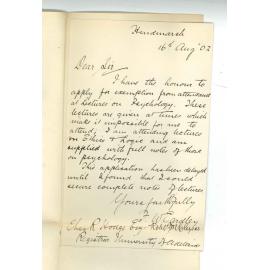 F W Eardley and R J M Clucas - Exemption from attendance at lectures