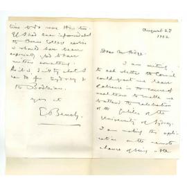 Professor Edward von Blomberg Bensley - Asking for leave of absence