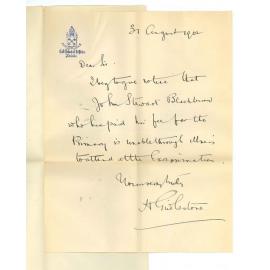 Reverend H Girdlestone - St Peters College - Withdrawing Master J S Blackburn from Primary Public Exam
