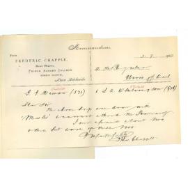 Frederic Chapple - Prince Alfred College - Withdrawing G G Mason and L A Whitington from Primary Public Exam