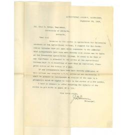 Professor J D Towar - Agricultural College Roseworthy - Regarding course in Agriculture for students at the College and has no alteration to make in details of course