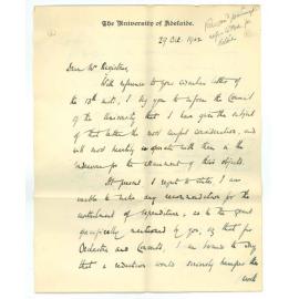 Professor John Matthew Ennis - Adelaide - With regard to Finances for 1903