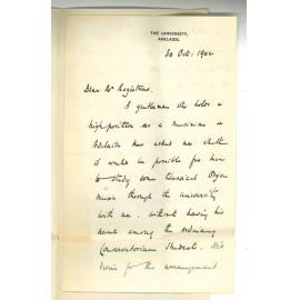 Professor John Matthew Ennis - Adelaide - Asking that a student may study under him and not have his name published