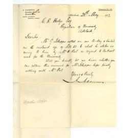A Adamson - Accountant, Estate, and Financial Agent - Adelaide - Can University retain amount due to Mr G Schepps before settling with Mr H Peel - Enclosures - An account from Mr G Schepps