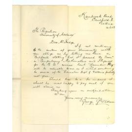 George G Wallace - Victoria - Asking for Certificate Compulsory Mathematics and Physics B Sc Course