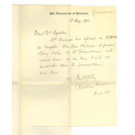 Professor J Matthew Ennis Mus Doc - Conservatorium - Vera Clara Henderson not attending Third Term