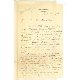 Professor Edward Henry Rennie - Adelaide - Permission to order Chemicals and Apparatus
