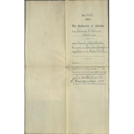 Edward H Rennie - Adelaide - Requesting that alteration be made in Education Department Regulations re Higher Public Exam