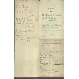 A B Lloyd - Adelaide - Asking for Balance of Evening Scholarship