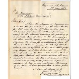 Frederick Ayers - Waymouth Street Adelaide - Presenting medal for Stow Medallist