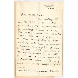 Professor Edward von Blomburg Bensley MA - The University - Asking for printed papers for class work