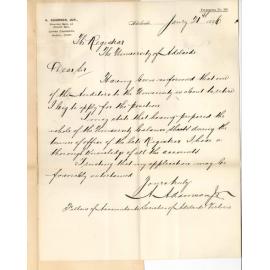 A Adamson Junior - Cowra Chambers - Grenfell Street - Application for position of Auditor
