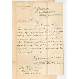 Francis Leslie Stow - Pirie Street Adelaide - Would like Stow Medal presented at the Commemoration