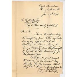 George John Robert Murray - Eagle Chambers King William Street - Thanking Council for appointment as lecturer