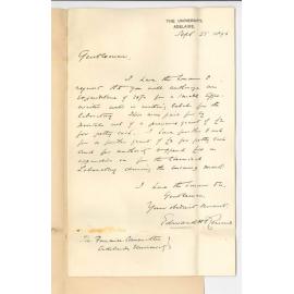 Professor Edward Henry Rennie - University - Asking for grant for petty expenses